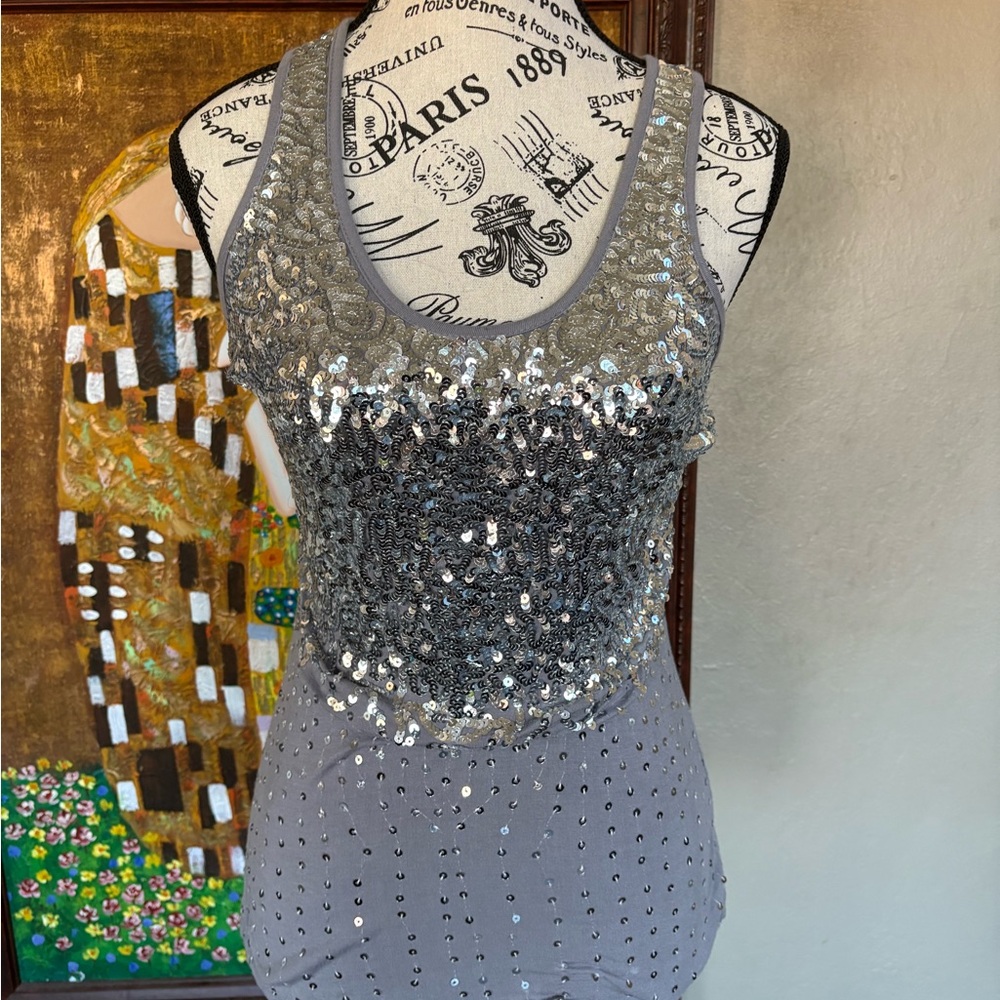 Silver Sequin Tank Top